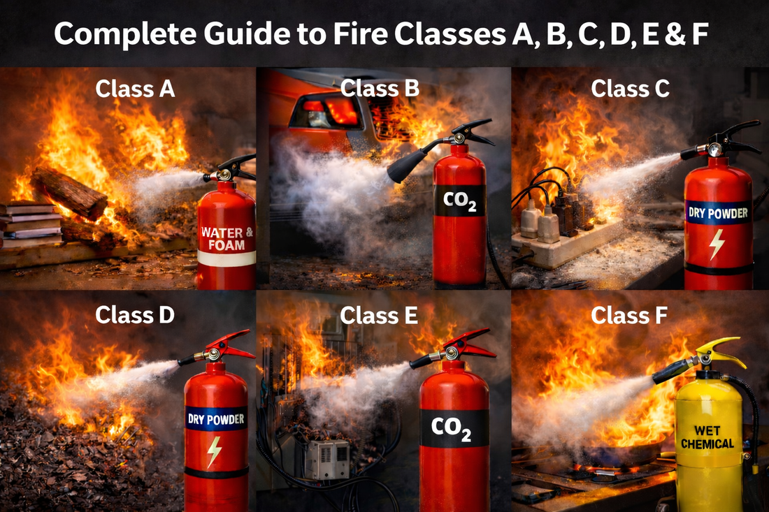 Complete Guide to Fire Classes (A, B, C, D, E & F) and Choosing the Right Fire Extinguisher