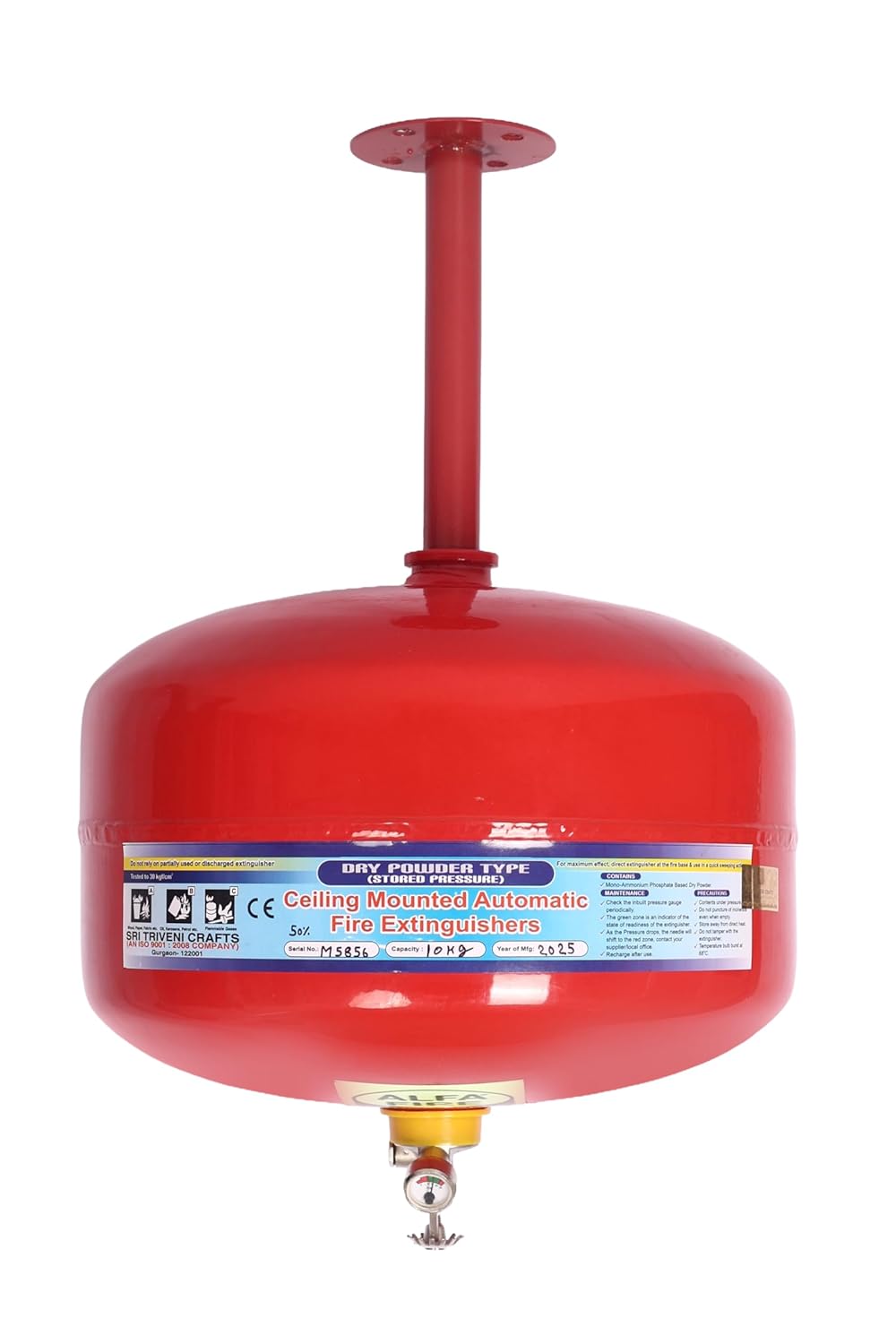 Alfa Fire Modular Ceiling-Mounted Fire Extinguisher – MAP 50 – Refillable | Available in 2Kg, 5Kg & 10Kg | Class ABC & Electrical Fire | ISO Certified