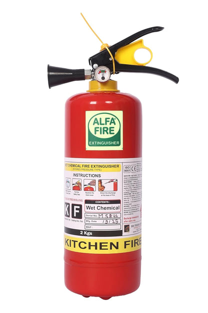 Alfa Fire Kitchen Fire Extinguisher – Wet Chemical – Mild Steel Body – Refillable – 3-Year Content Expiry – 2L, 4L, 6L Variants | Ideal for Oil & Grease Fires (Copy)
