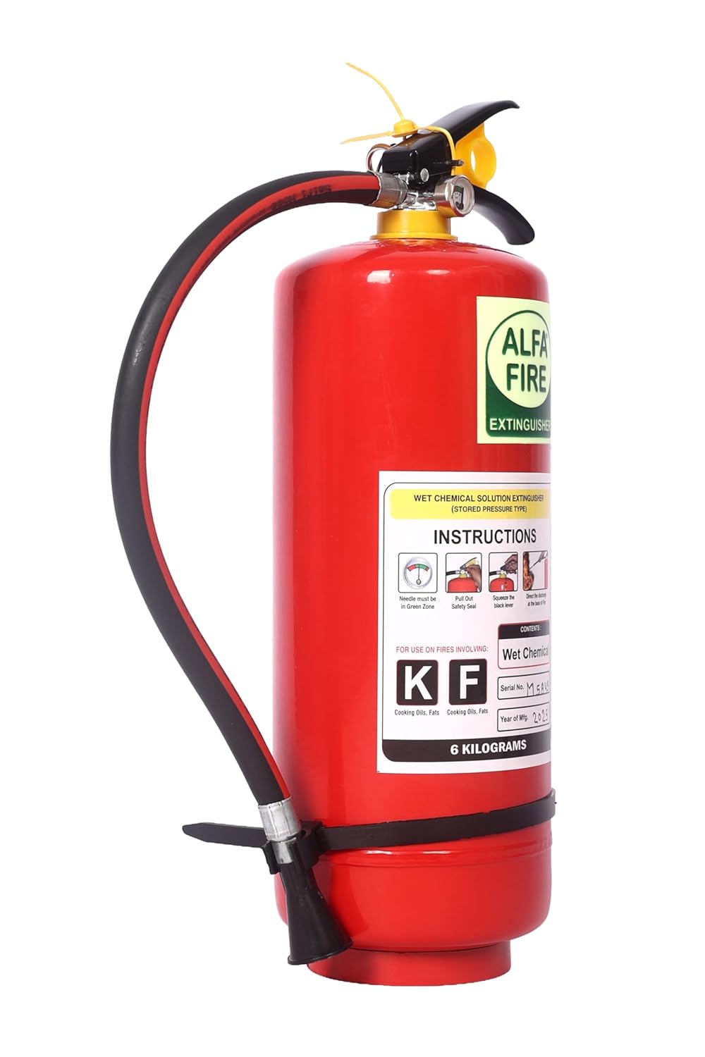 Alfa Fire Kitchen Fire Extinguisher – Wet Chemical – Mild Steel Body – Refillable – 3-Year Content Expiry – 2L, 4L, 6L Variants | Ideal for Oil & Grease Fires (Copy)