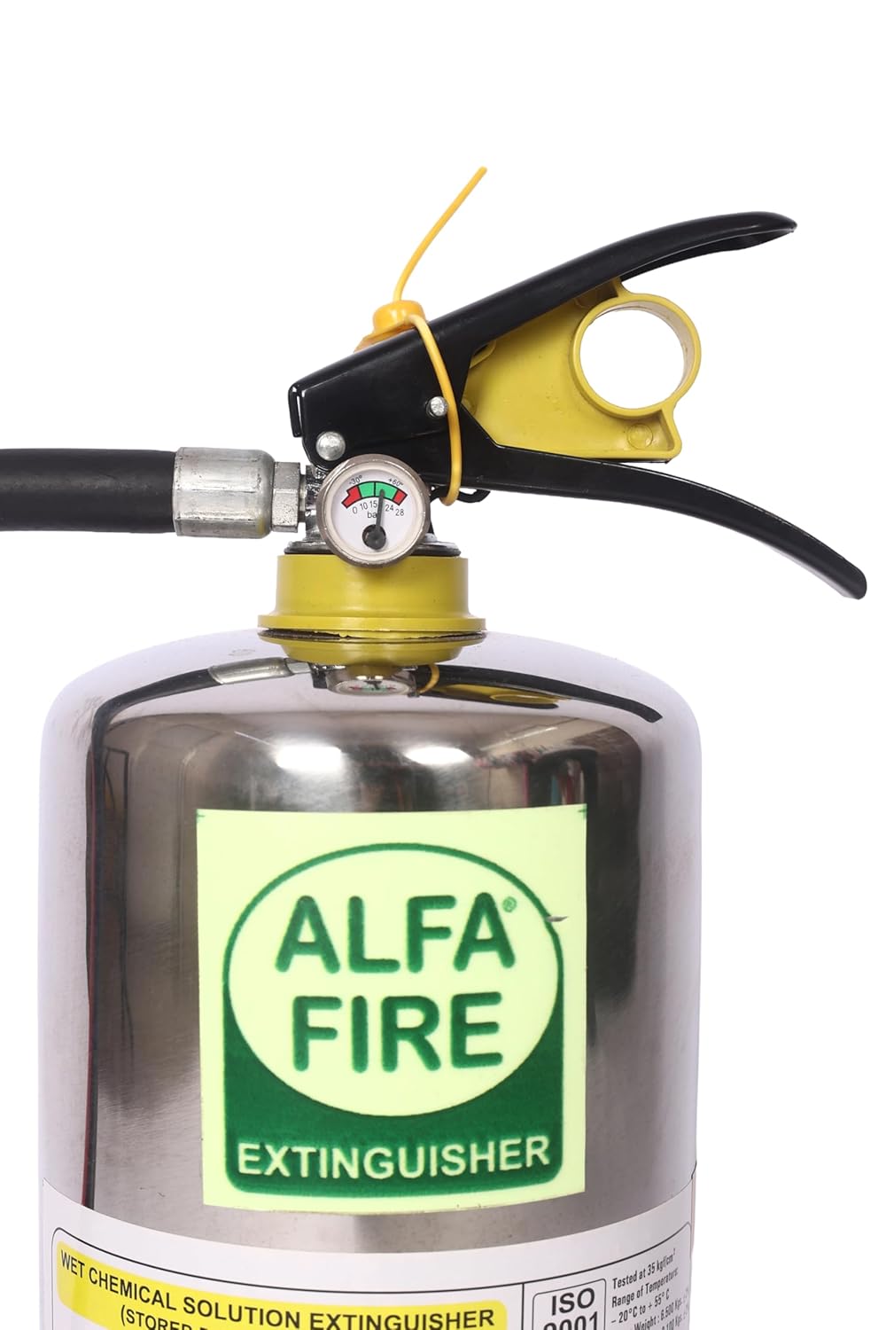 Alfa Fire Kitchen Fire Extinguisher – Wet Chemical – Stainless Steel Body – Refillable – 3-Year Content Expiry – 2L, 4L, 6L Variants | Ideal for Oil & Grease Fires
