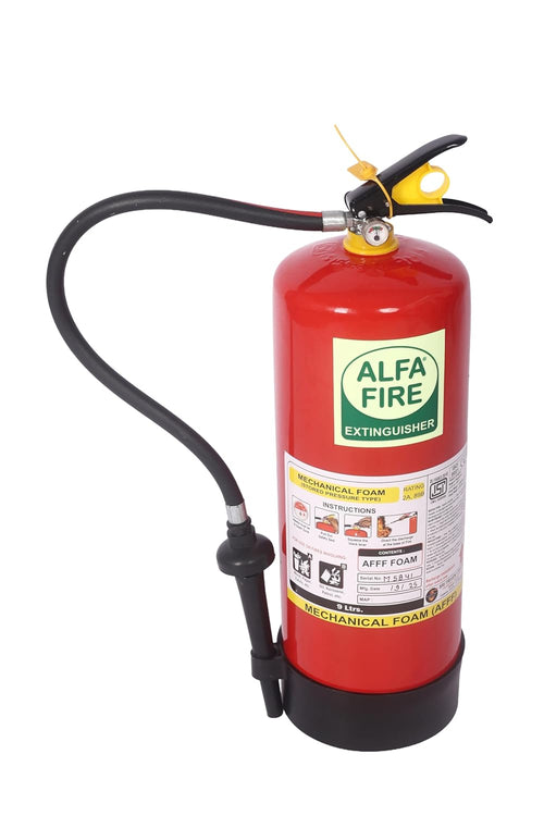 Alfa Fire 9L AFFF Foam Fire Extinguisher – 3-Year Content Expiry – Refillable – BIS Certified – Mild Steel Body – Class A & B Fires | Petrol, Oil, Wood, Plastic Fire Safety