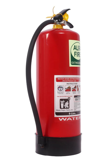 Alfa Fire 9L Water Fire Extinguisher – Class A Fire Protection – Refillable | Mild Steel Body | 3-Year Content Expiry | Ideal for Paper, Wood, Fabric, Plastic Fires | BIS Certified